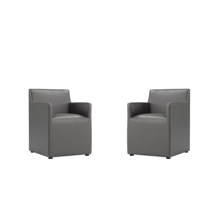 Anna Square Faux Leather Dining Chair In Pewter - Set Of 2